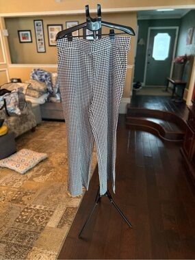 Wide Leg Houndstooth Pants — Black & White